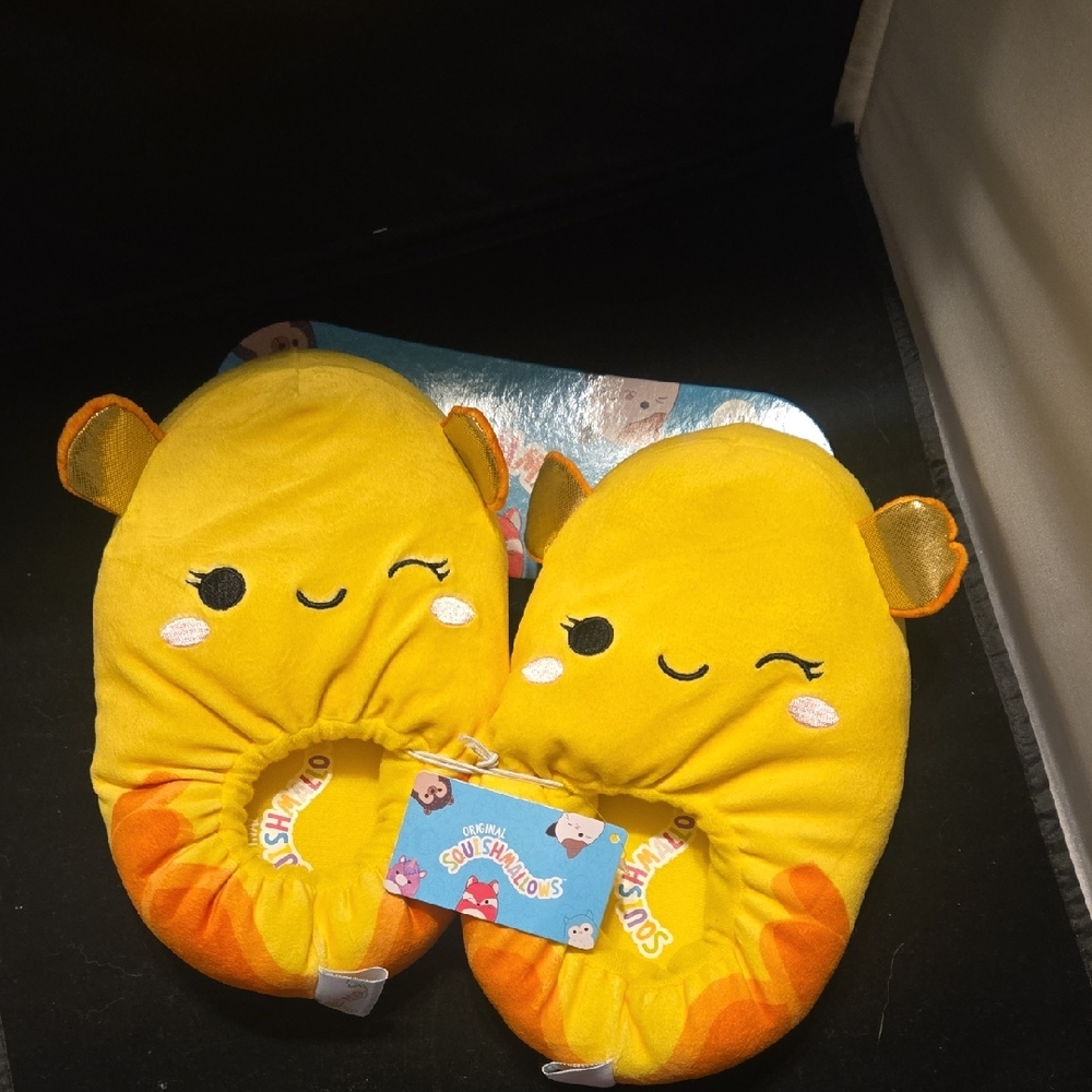 Squishmallows Yellow Orange Plush Kids Slippers